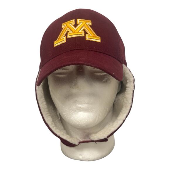 University Minnesota Hat Adjustable Maroon Gophers Fleeced Lined Ear Protection - Picture 1 of 10